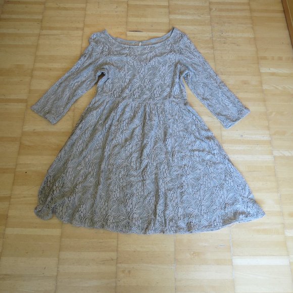FREE PEOPLE grey lace midi dress S 4/6 - Picture 3 of 5